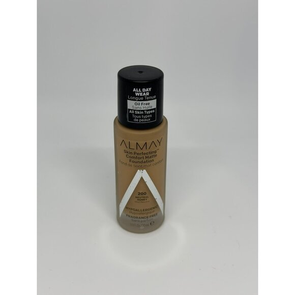 Almay Skin Perfecting Comfort Matte Foundation 200 Neutral Hypoallergenic 1 Oz. - Picture 2 of 3